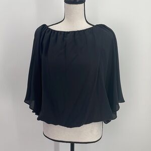 UEC Marciano black silk cropped flowy blouse XS